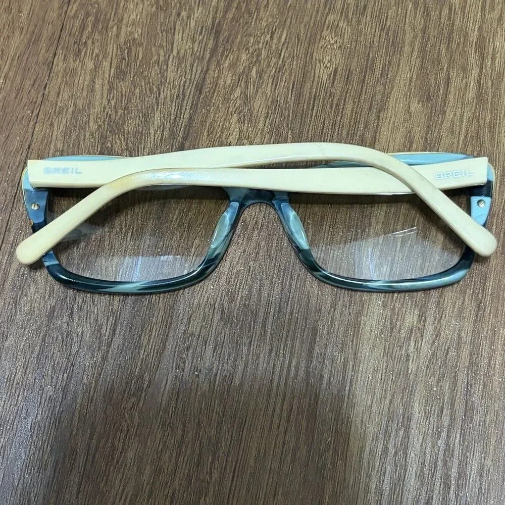 Vintage BREIL Eyeglass, Frames Only, Teal Blue & Cream Acetate 55-17-135